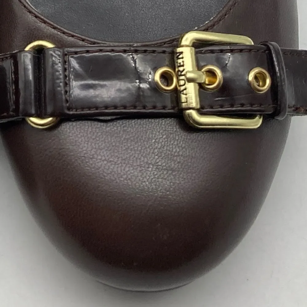 Lauren Ralph Lauren IIena Brown Leather Wedge Shoes Size 7B - Picture 2 of 8